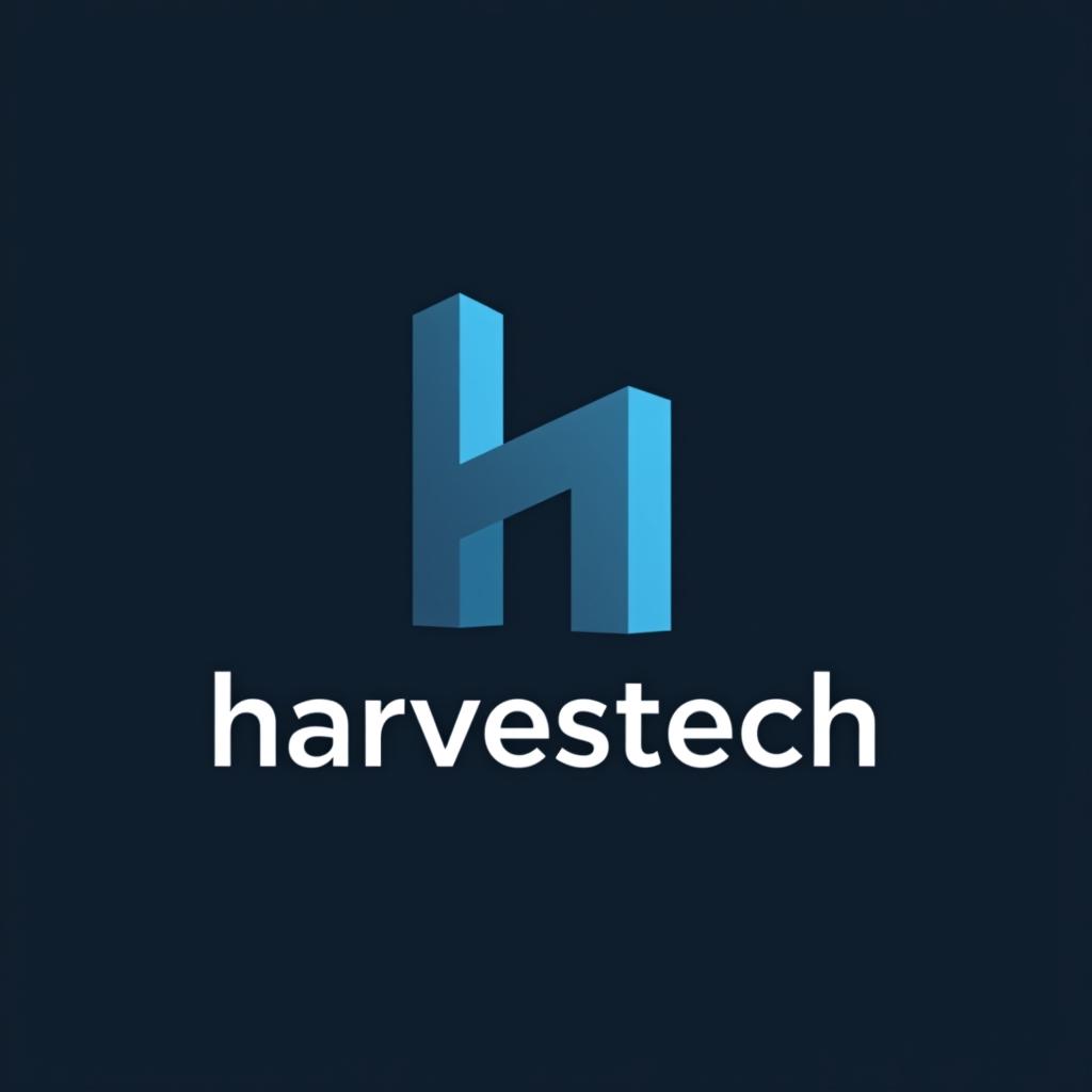  design a logo, **prompt:** "design a modern, minimalistic logo for an it company called 'harvestech.' the logo should primarily feature a stylized, geometric 'h' that embodies simplicity and elegance. use clean lines and avoid excessive details. the design should convey innovation, technology, and professionalism. the color palette should include cool tones like deep blues or greys, with optional subtle accents in a complementary color. ensure the logo is versatile, working well in both digital and print formats.", with the text 'harvestech'.