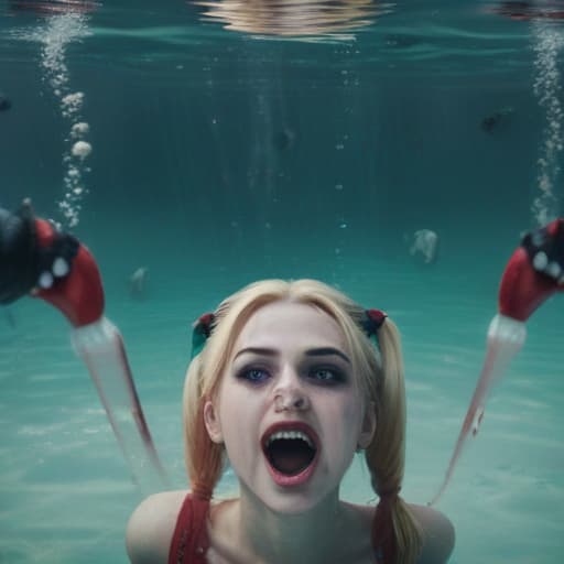 Harley Quinn drowning underwater