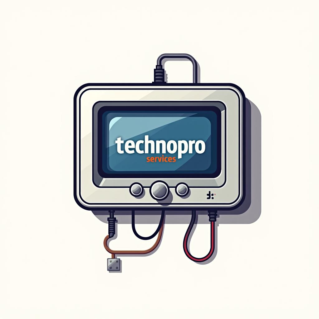  design a logo, in a threedrender style. dessin d’un logement thermostat connecté , with the text 'techno pro services '.