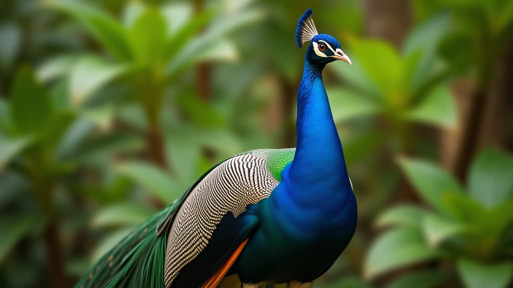  peacock in a tropical garden