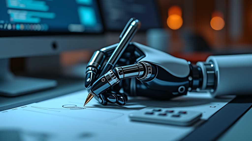  advanced ai robotic hand equipped for precision writing with pen: a technological marvel ready to perform complex tasks