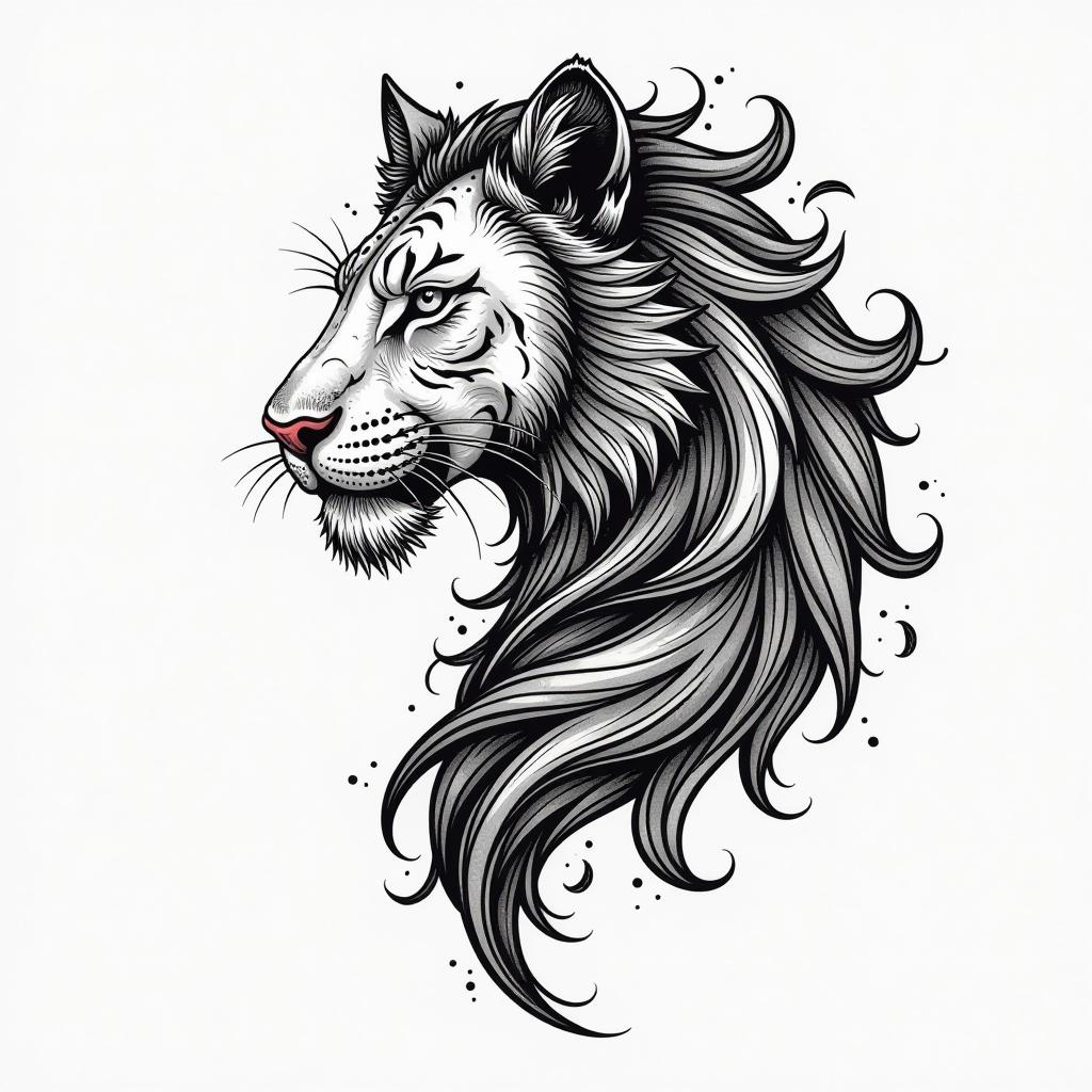  create a tattoo design, tlionel, white background