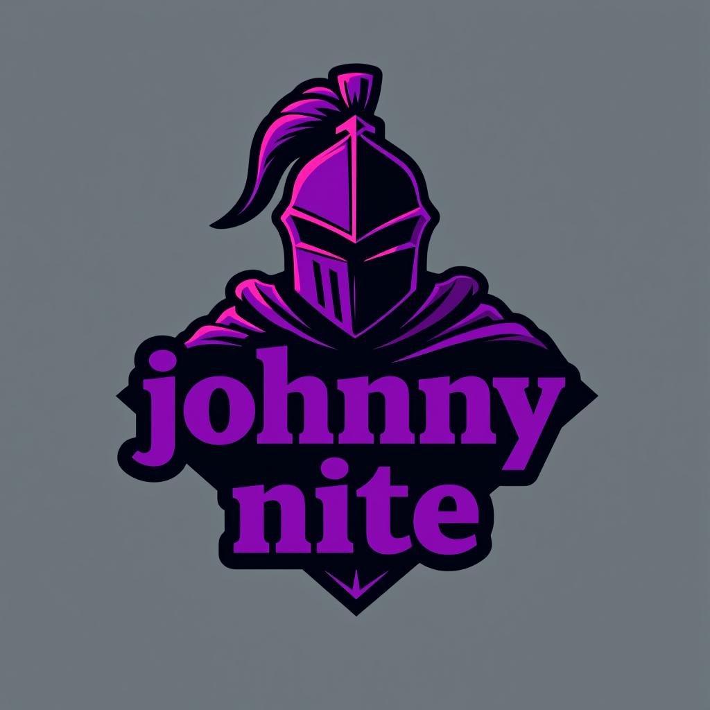  design a logo, knight purple and black, with the text 'johnny nite'.