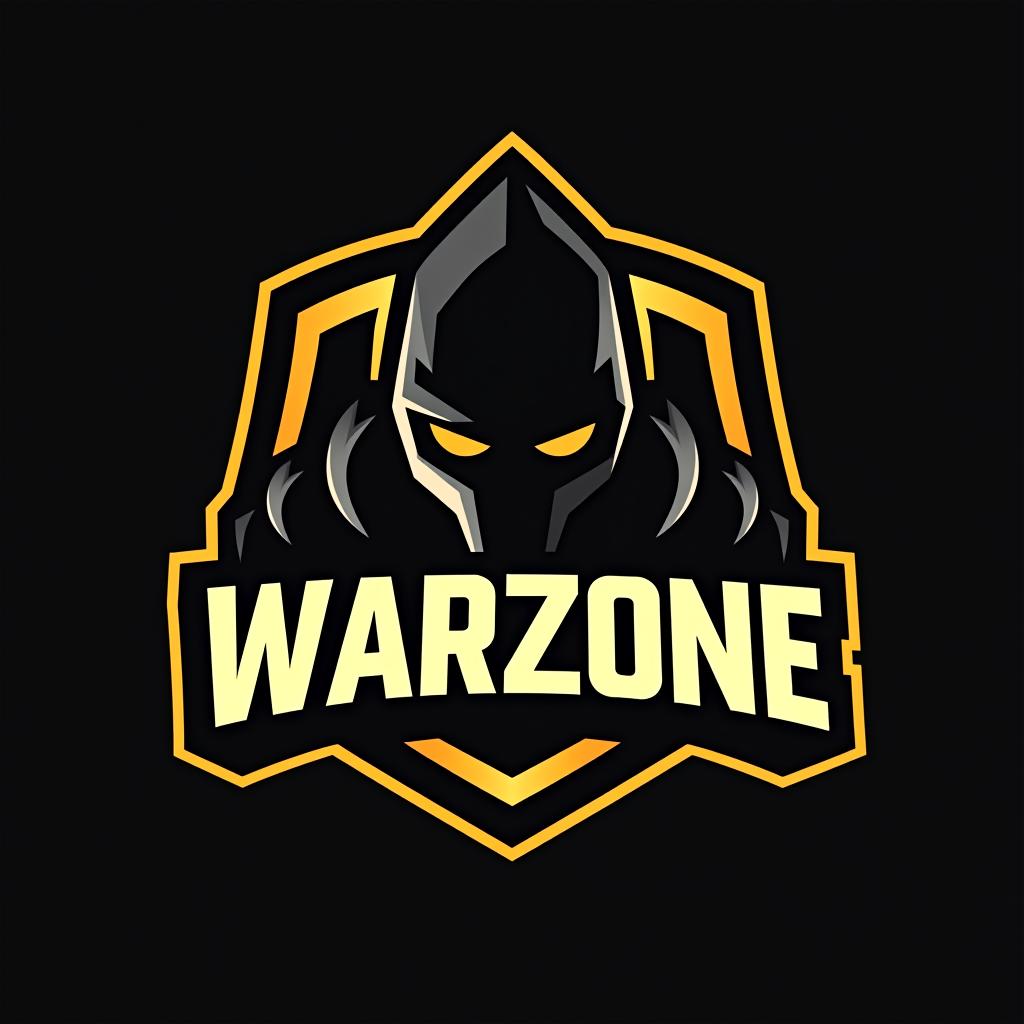  design a logo, esports logo, warrior theme, with text ‘warzone’, black and yellow color