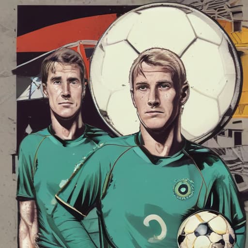 Fußball in Comic-Kunst style with Binär background