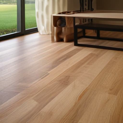 A photo of intricate wood flooring panels being meticulously arranged by a skilled artisan in a modern, sunlit showroom during late afternoon. The warm golden rays of the setting sun cast a soft glow, highlighting the natural grain and texture of the wood, creating a captivating play of light and shadows on the meticulous craftsmanship. This scene captures the essence of precision and beauty found in Orlando flooring and installation artistry.