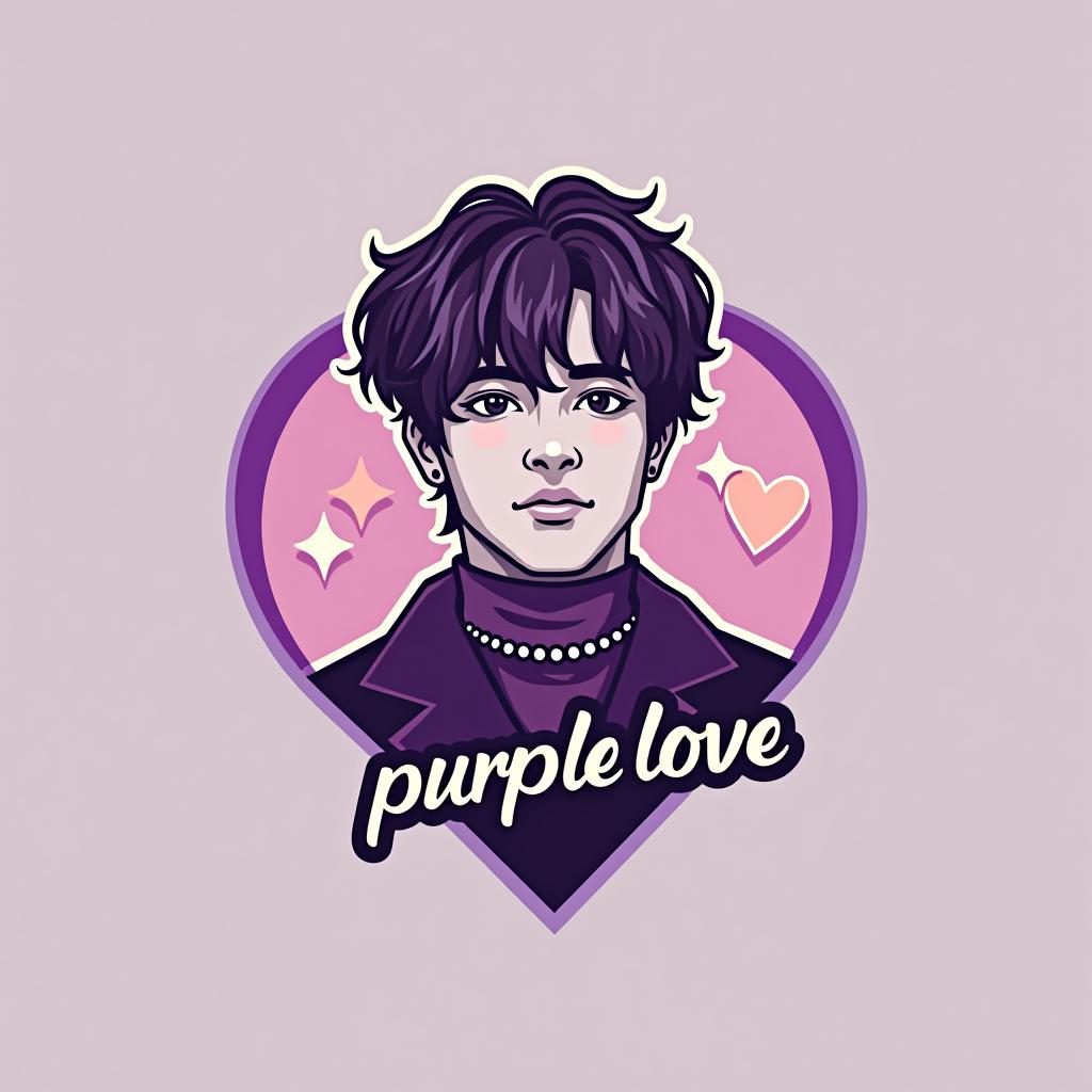  design a logo, bts band boy, with the text 'purple love'.