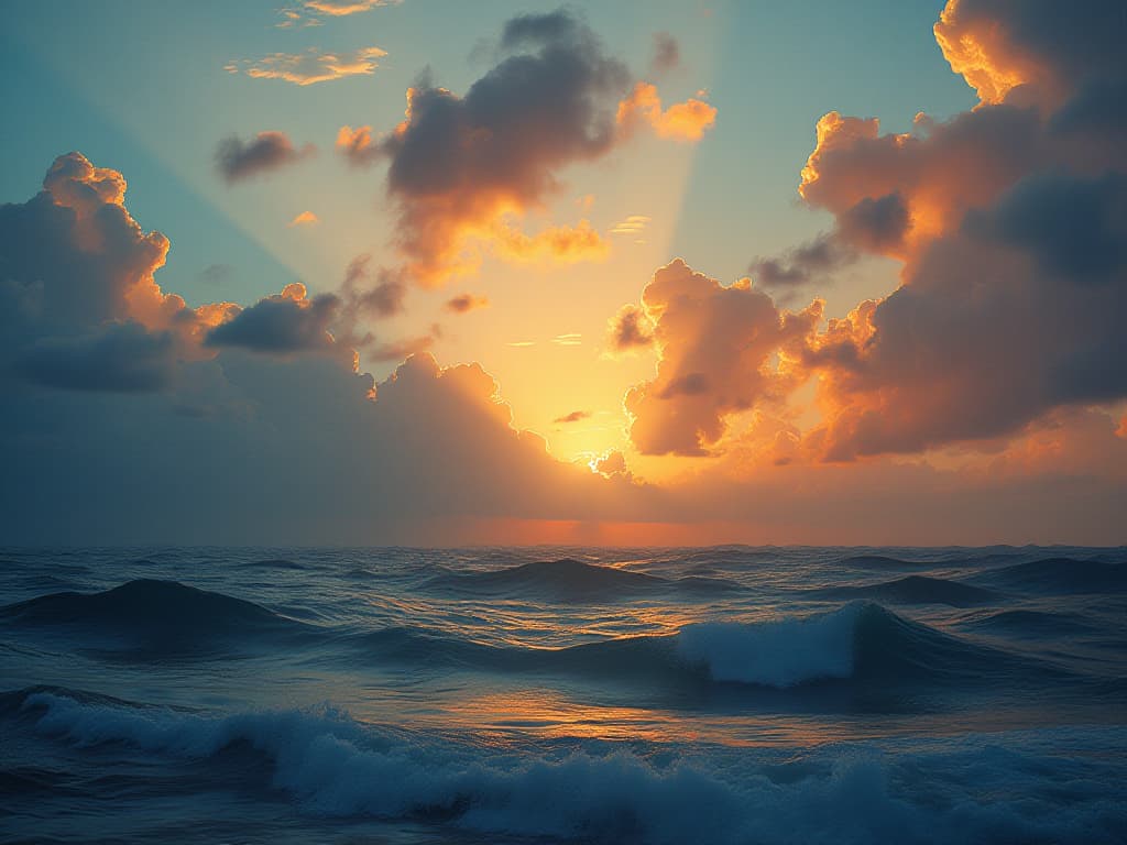  ocean, clouds, dawn