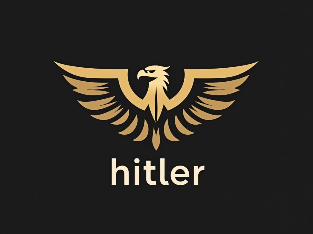  design a logo, in a minimalism style. logo de nombre “hitler” con aguila envuelta en llamas , with the text 'hitler'.