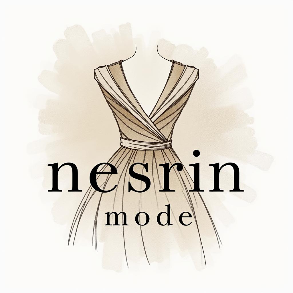  design a logo, in a pencil style. erstelle mir ein logo für ein kleider laden elegant aber auffällig haute couture mit dem namen beige und weiß , with the text 'nesrin mode '.