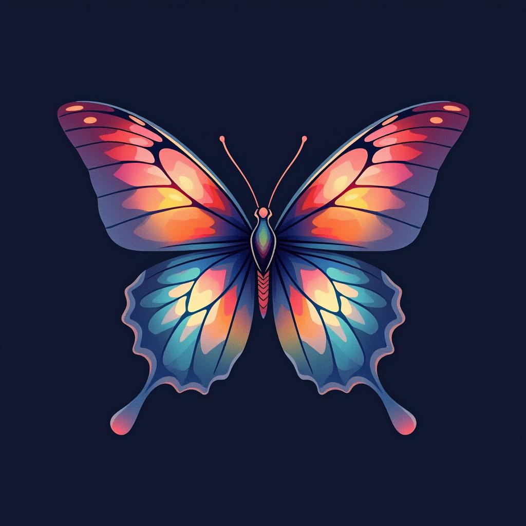  design a logo, watercolor style, logo of a butterfly, beautiful colors, with the text 'vortex media'.