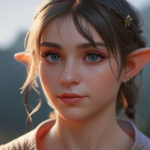 mdjrny-v4 style photo of a ultra realistic elf pretty girl, dramatic light, pale sunrise, battered, low angle, trending on artstation, focused, extreme details, unreal engine 5, cinematic, masterpiece, art by studio ghibli, intricate artwork by john william turner, sharp, cartoon, , Glowing