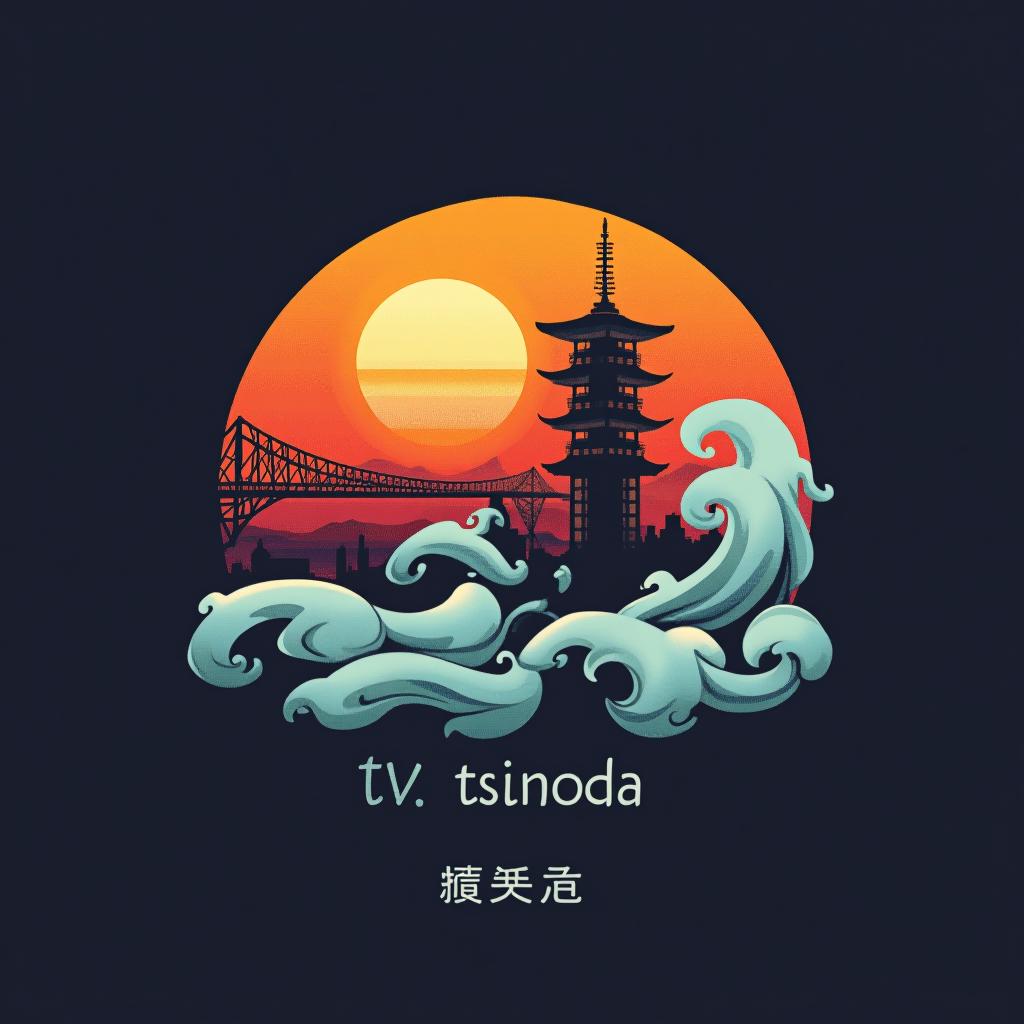  design a logo, tv tokyo みたいに, with the text 'tv tsunoda'.