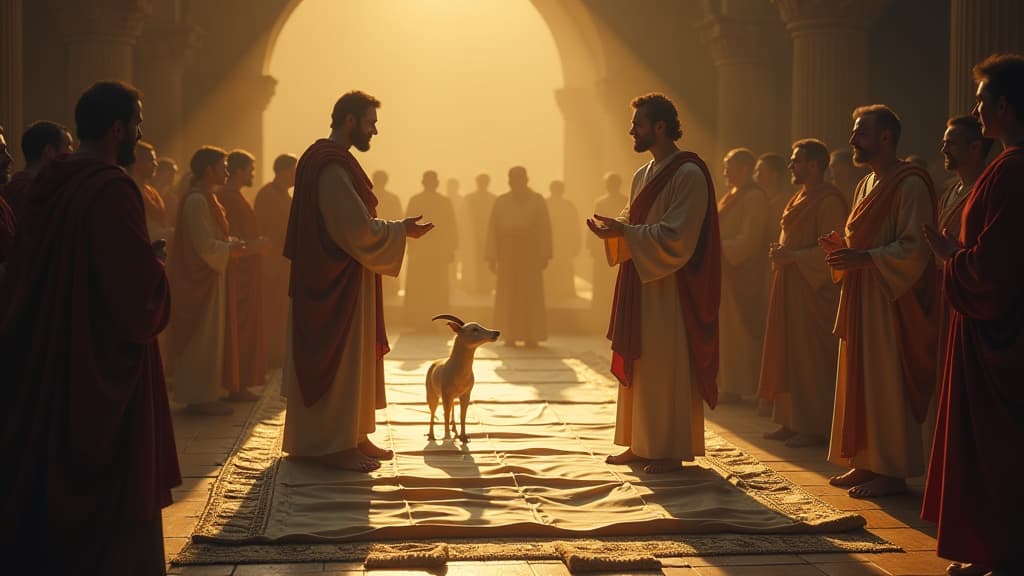  history of biblical times, a moment from peter's vision with the sheet and animals, illustrating the divine revelation of accepting gentiles into the church. hyperrealistic, full body, detailed clothing, highly detailed, cinematic lighting, stunningly beautiful, intricate, sharp focus, f/1. 8, 85mm, (centered image composition), (professionally color graded), ((bright soft diffused light)), volumetric fog, trending on instagram, trending on tumblr, HDR 4K, 8K