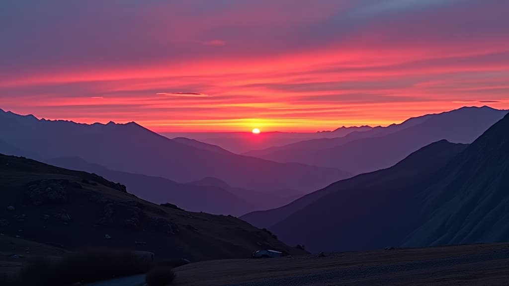  sunset hues over a mountain pass charging station