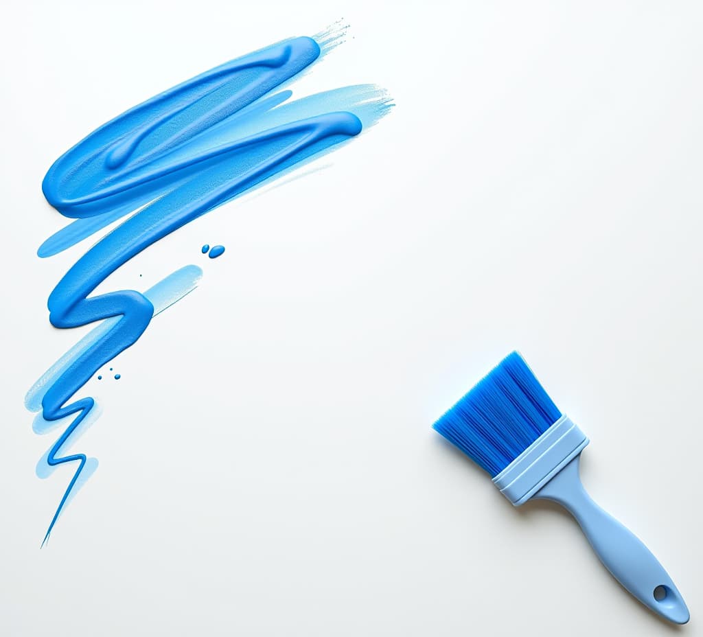  a blue plasticine brush on a white backdrop provides ample copy space image for designs