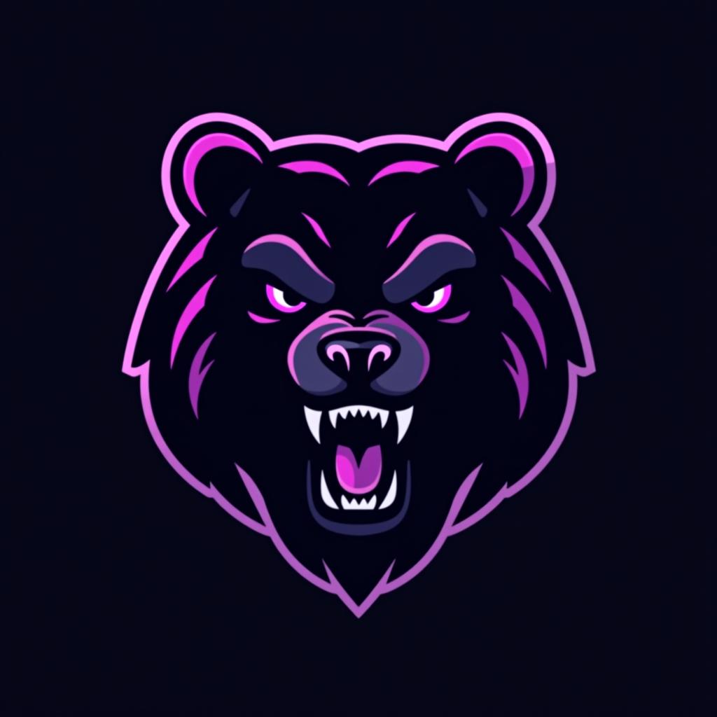  design a logo, esports logo, angry bear, black and purple color