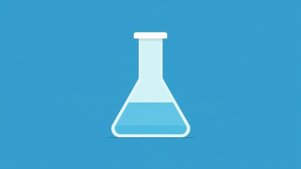  flat illustration, flaticon, (illustration:1.15), on a blue background a white conical flask. below are the letters “ivf” ar 16:9, [cory loftis, strobist, pascal campion :: 0.2]