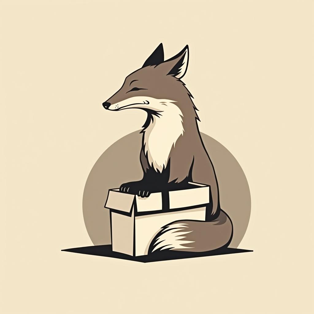  a fox and a box, (logo), elegant, chic, stylish, sophisticated, high fashion, modern serif font, monochrome, simple, iconic