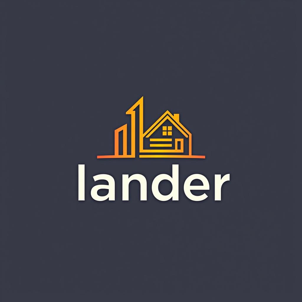  design a logo, minimal line logo in the theme of real estate, with the text ‘lander’