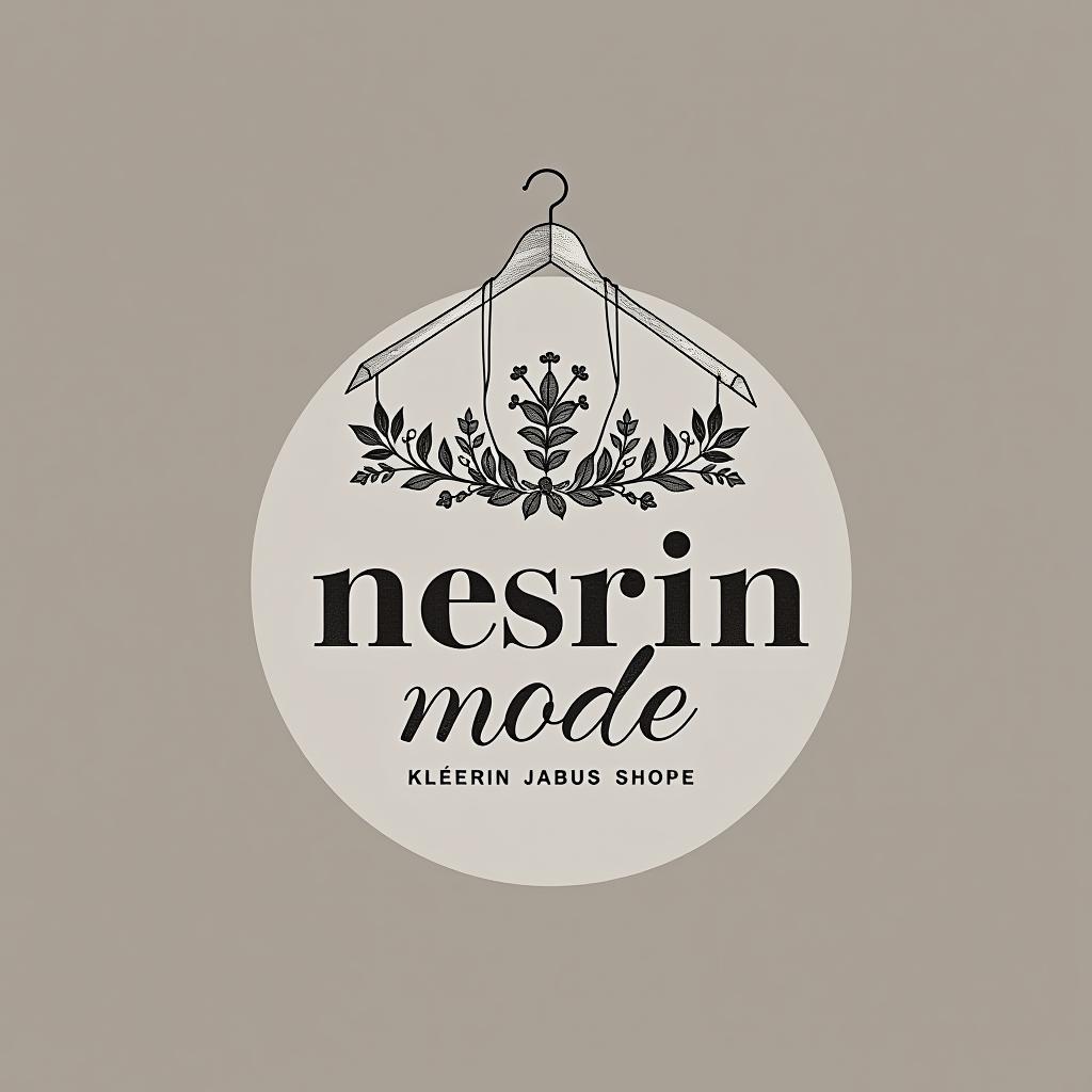  design a logo, in a pencil style. erstelle mir ein logo für ein kleider laden neutral mit dem namen , with the text 'nesrin mode '.