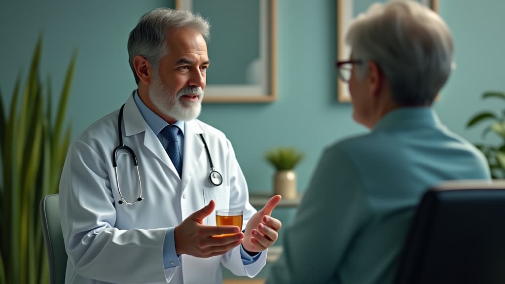  scenes about health and fitness, a friendly doctor discussing the benefits of chamomile tea in a clinic setting, emphasizing consultation. hyperrealistic, full body, detailed clothing, highly detailed, cinematic lighting, stunningly beautiful, intricate, sharp focus, f/1. 8, 85mm, (centered image composition), (professionally color graded), ((bright soft diffused light)), volumetric fog, trending on instagram, trending on tumblr, HDR 4K, 8K