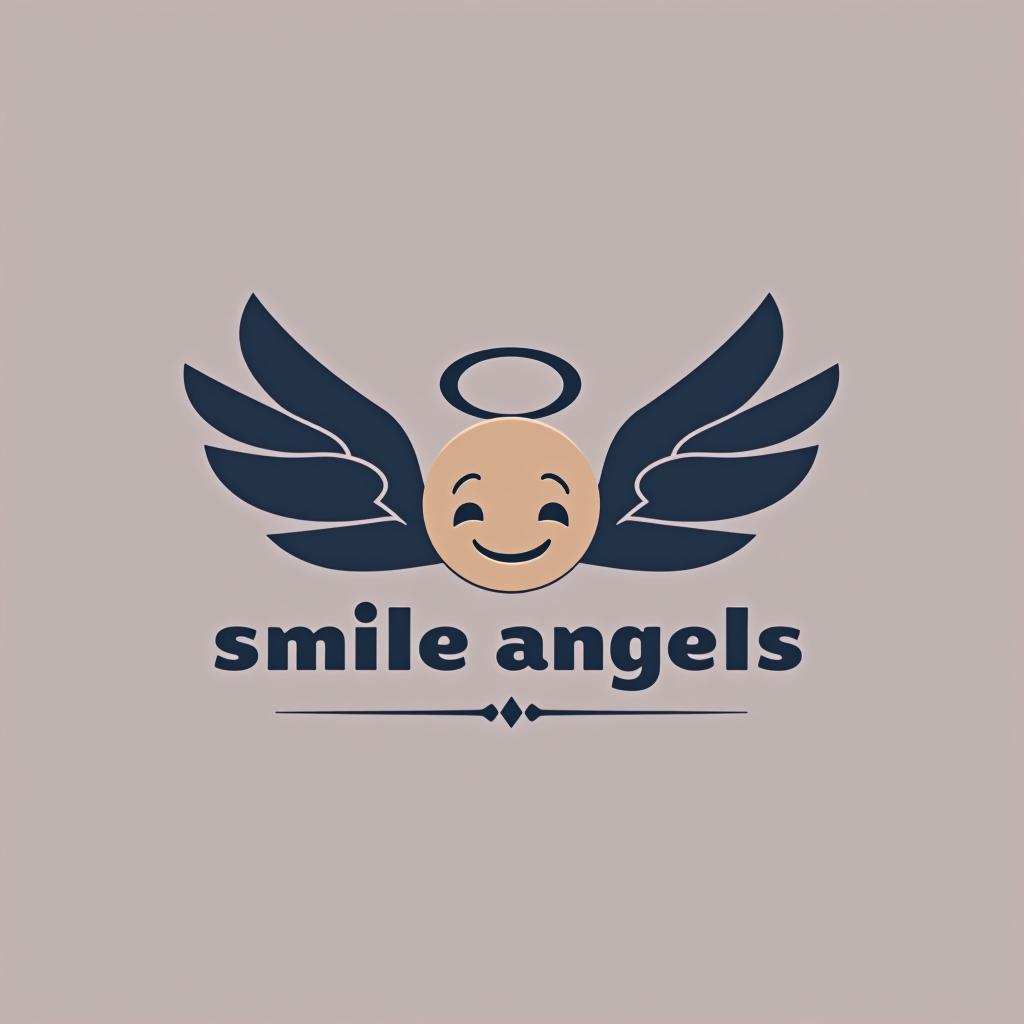  design a logo, in a geometric style. 水彩スタイル、水のロゴ、水色のグラデーションカラー、白背景。, with the text 'smile angels'.