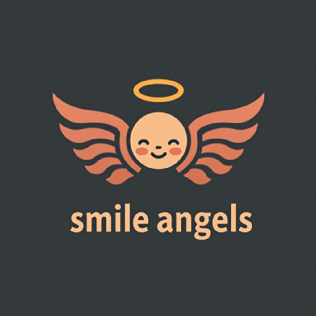  design a logo, in a minimalism style. 水彩スタイル、水のロゴ、水色のグラデーションカラー、白背景。, with the text 'smile angels'.