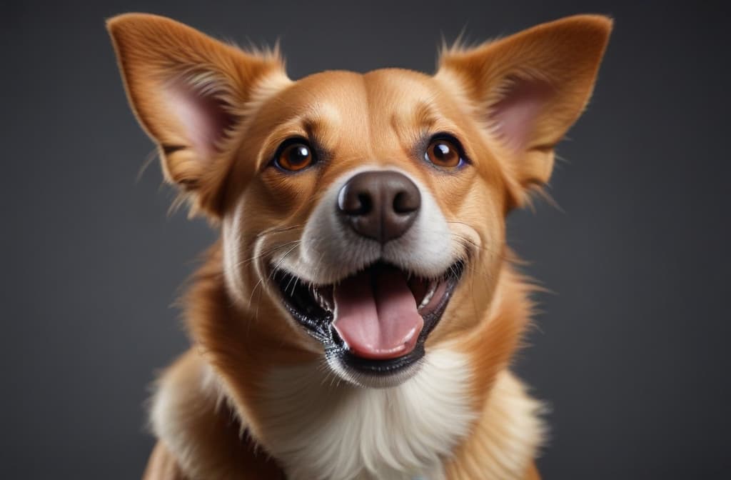 dog smiles --ar 3:2 high quality, detailed intricate insanely detailed, flattering light, RAW photo, photography, photorealistic, ultra detailed, depth of field, 8k resolution , detailed background, f1.4, sharpened focus