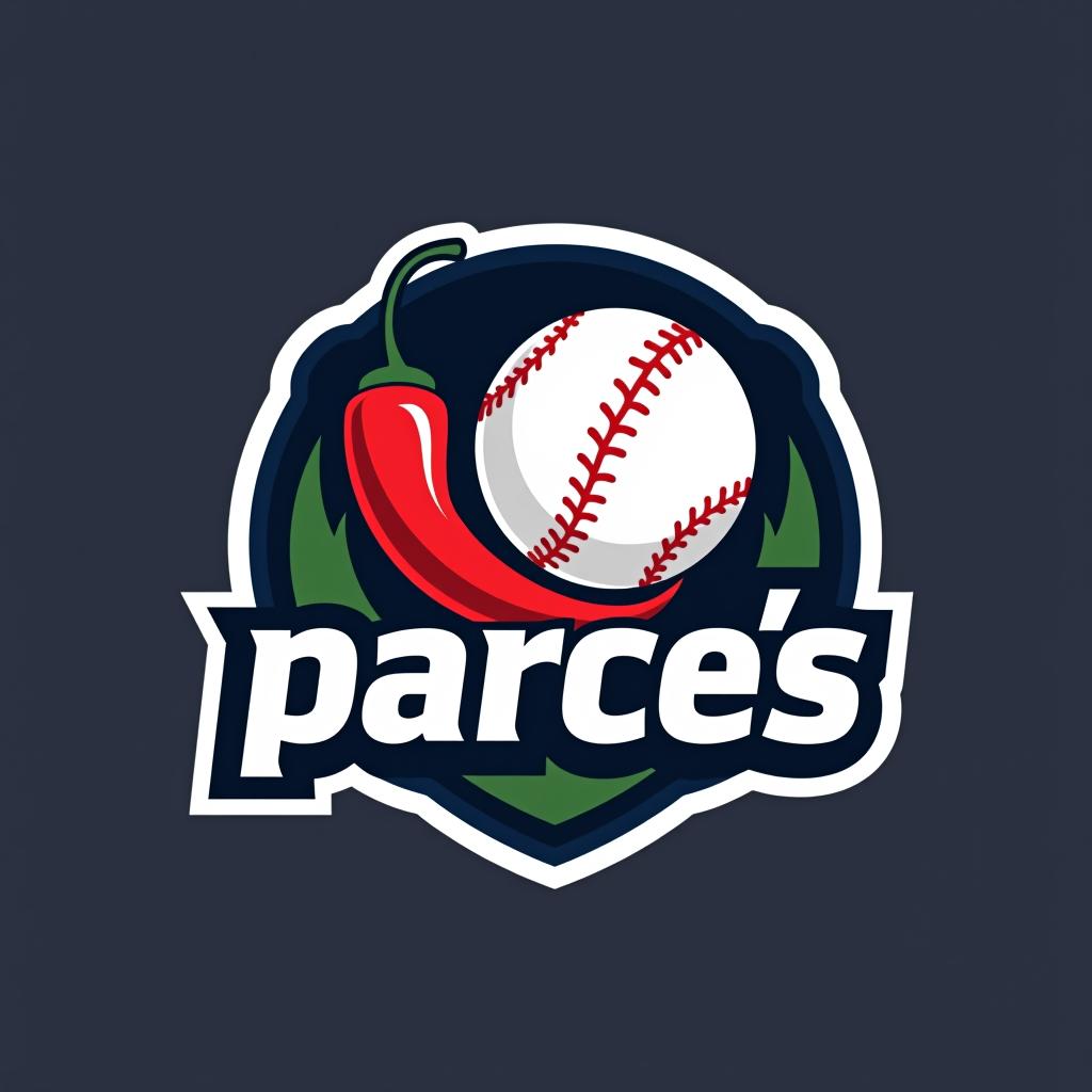  design a logo, logo para un equipo de béisbol que se llama parce’s y que tenga un pimientero y un compresor de aire, with the text 'parces'.