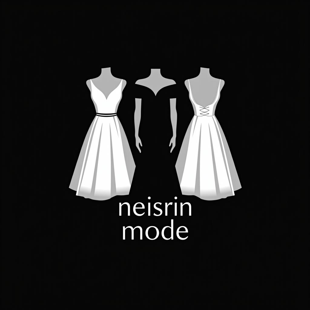  design a logo, n m logo nesrin mode mit kleidern schwarz weiß , with the text 'nesrin mode '.