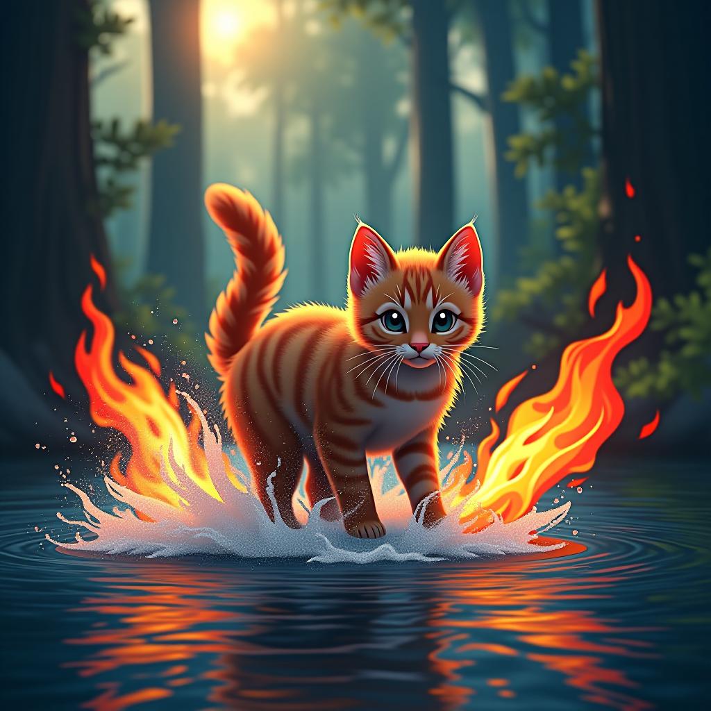  mink, flames, water, forrest, farm ,text 'minkfarmen racing', (logo:1.15), hq, hightly detailed, 4k