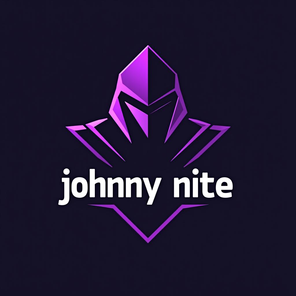  design a logo, in a origami style. knight gaming graffiti purple and black, with the text 'johnny nite'.