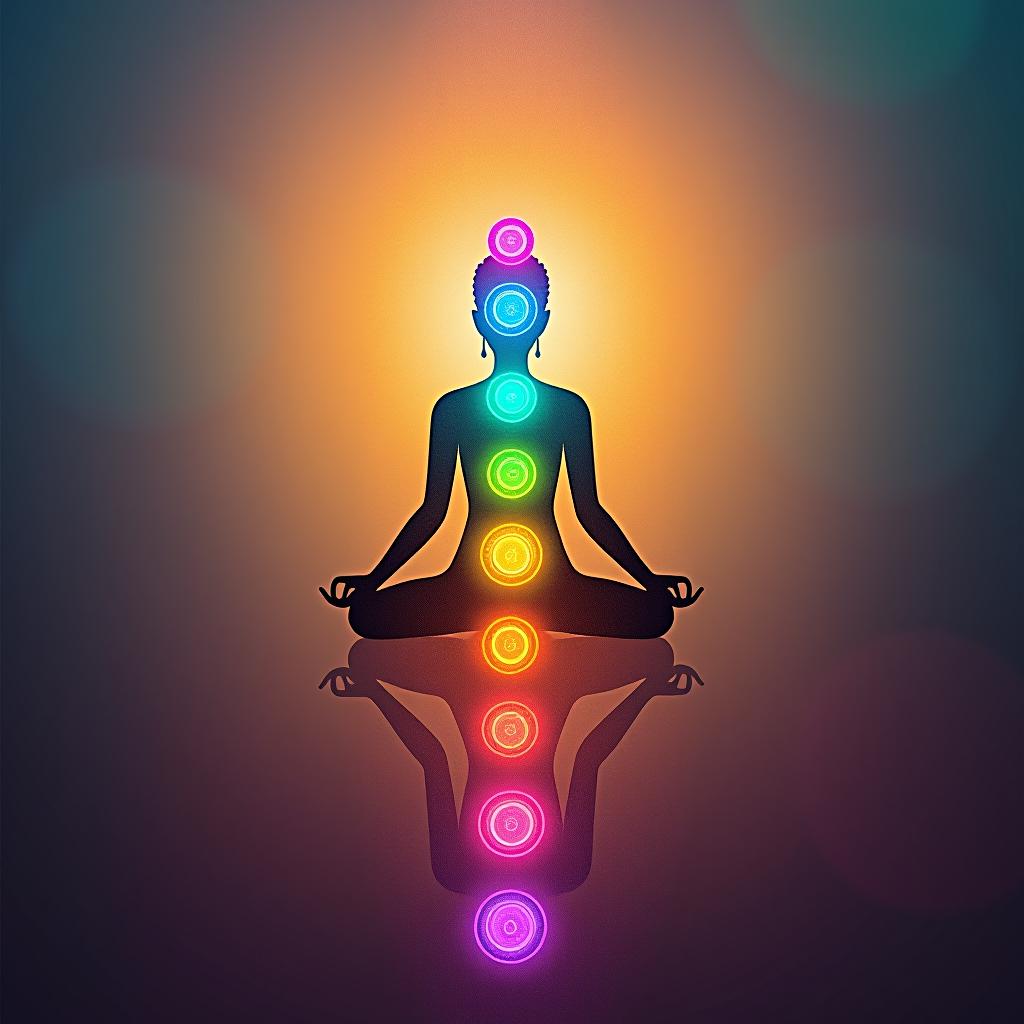  chakras of a person on a light background.