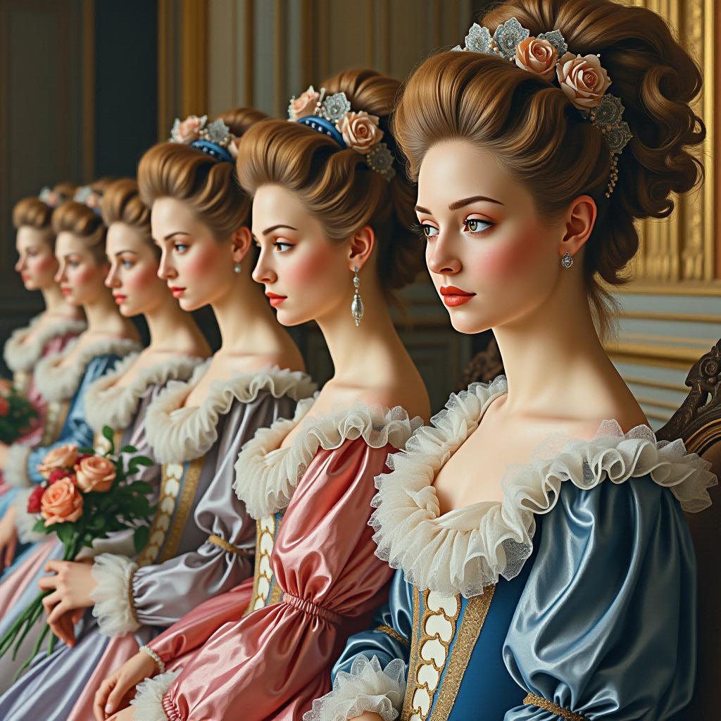  masterpiece. (painting, louis 16 and his court ladies in 18th century period attire, with high powdered hairstyles with bouquets and curls in the hall of the palace of versailles:1.5). (intense close up:1.2). highly detailed strokes, clarity. surrealism, fantasy. watercolor style by sergei andreyaki. on paper torsion. leaks, stains.:1.5). hyperrealistic, full body, detailed clothing, highly detailed, cinematic lighting, stunningly beautiful, intricate, sharp focus, f/1. 8, 85mm, (centered image composition), (professionally color graded), ((bright soft diffused light)), volumetric fog, trending on instagram, trending on tumblr, HDR 4K, 8K