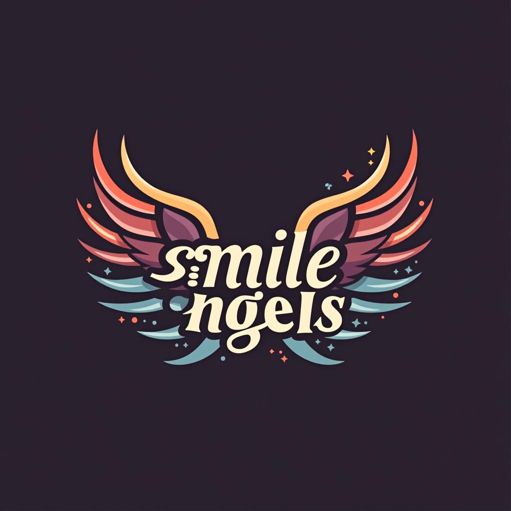  design a logo, in a abstract style. 水彩スタイル、ロゴ、海、青緑色、、白背景。, with the text 'smile angels'.