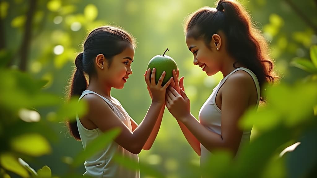  scenes about health and fitness, a creative representation of a parent's journey teaching their children about the health benefits of guava leaves, building family traditions. hyperrealistic, full body, detailed clothing, highly detailed, cinematic lighting, stunningly beautiful, intricate, sharp focus, f/1. 8, 85mm, (centered image composition), (professionally color graded), ((bright soft diffused light)), volumetric fog, trending on instagram, trending on tumblr, HDR 4K, 8K