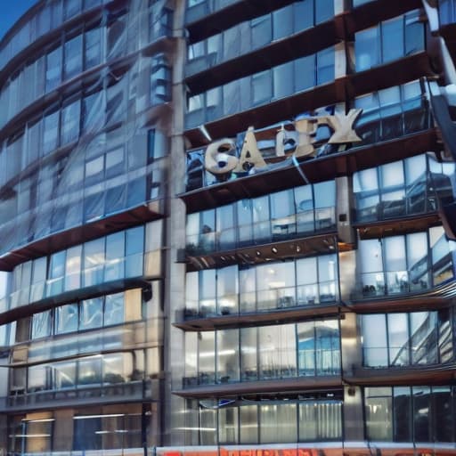 An image of a huge office building with the word SABEX on it