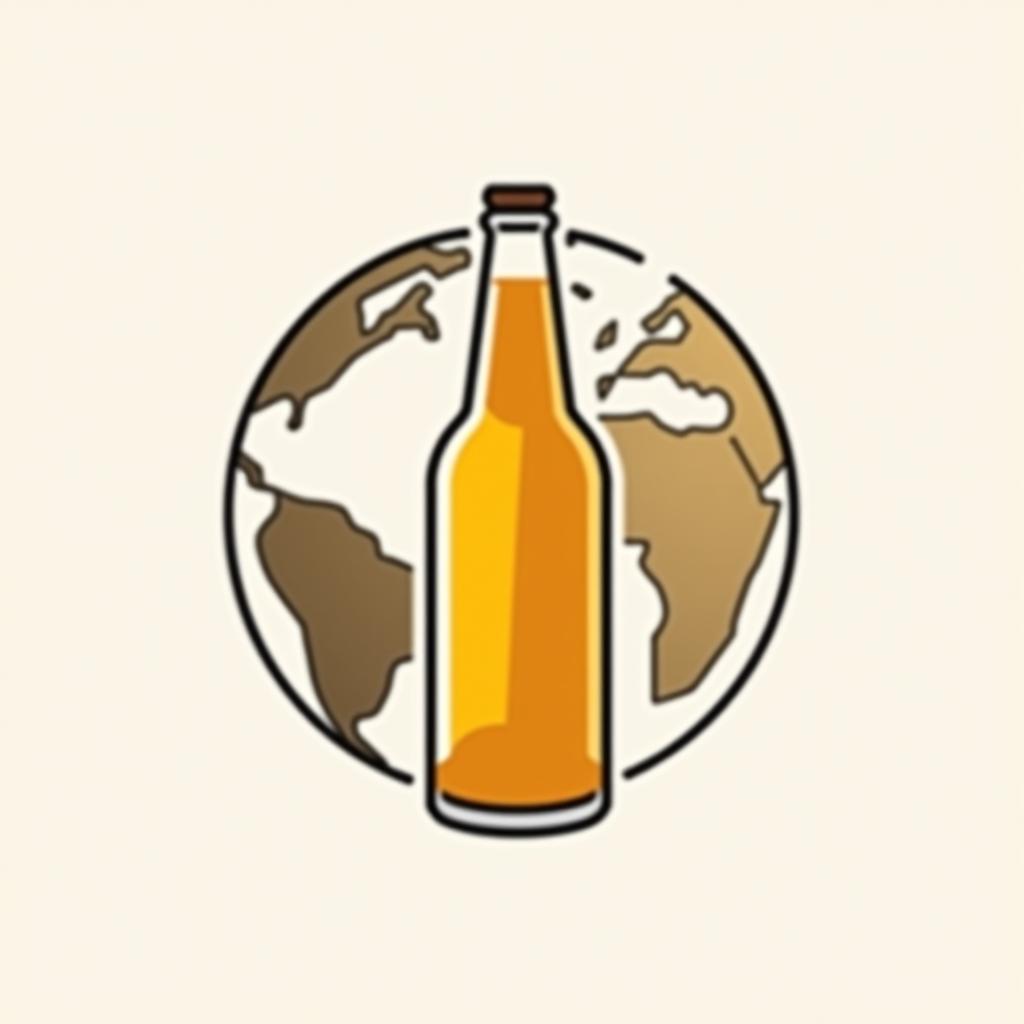  design a simple yet creative icon on a white background, featuring a minimalistic earth globe seamlessly merging with a beer bottle. the bottle should replace part of the globe, symbolizing a global connection to beer. the design should be clean, with subtle lines and muted colors, perfect for a modern beer online shop logo., (4k, best quality, masterpiece:1.2), ultrahigh res, highly detailed, sharp focus, (perfect image composition)