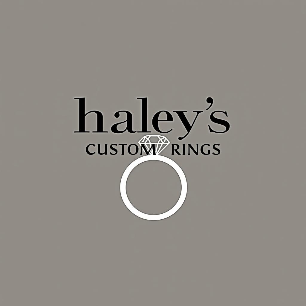  haley’s custom rings, (logo), elegant, chic, stylish, sophisticated, high fashion, modern serif font, monochrome, simple, iconic