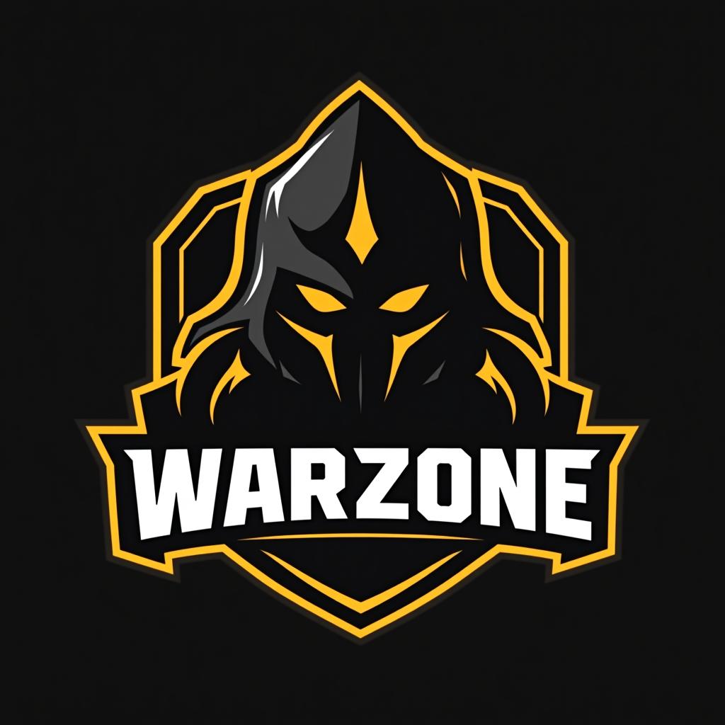  design a logo, esports logo, warrior theme, with text ‘warzone’, black and yellow color