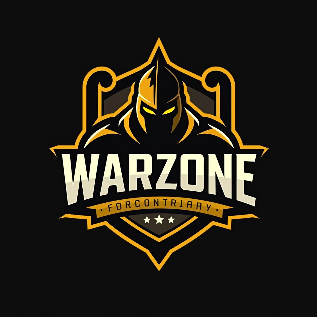  design a logo, esports logo, warrior theme, with text ‘warzone’, black and yellow color