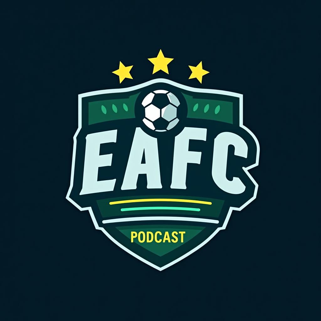  design a logo, "crear un logo que represente nuestra cuenta de youtube enfocada en contenido relacionado con eafc, podcast, reviews del juego y jugadores del mismo. incluir las iniciales de los creadores : j, f y n de forma creativa. incorporar elementos como un balón de fútbol, un micrófono y estrellas para representar podcast, reviews y calidad respectivamente. utilizar una paleta de colores energética con tonos de verde oscuro, azul y blanco, y una tipografía moderna con un ligero toque deportivo. el logo debe transmitir dinamismo, pasión por el fútbol y modernidad. se valora la originalidad y la capacidad de representar claramente nuestra temática de contenido."