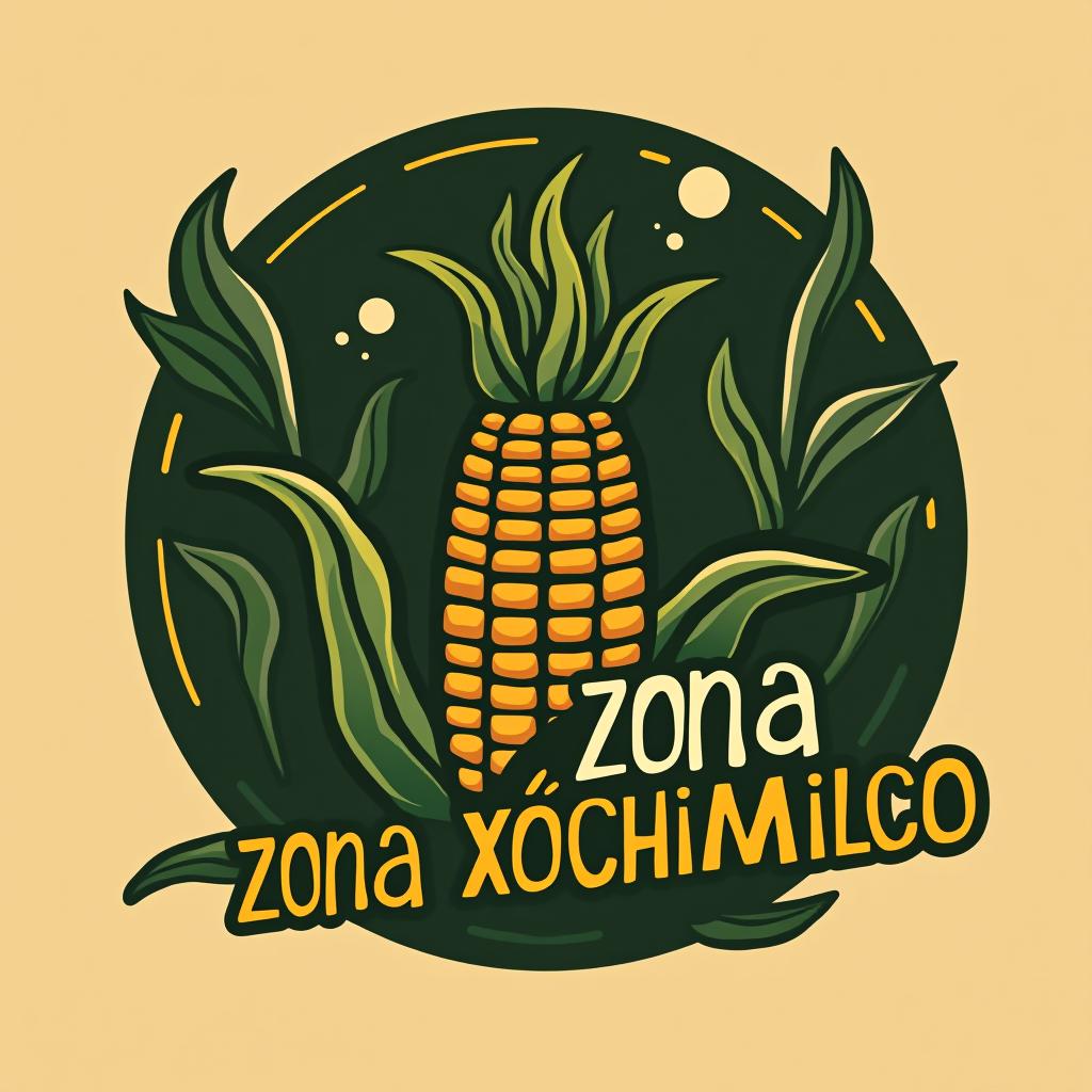  design a logo, ajolote y maiz , with the text 'zona xochimilco'.