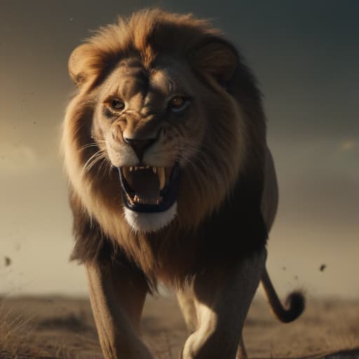 Lion roaring in Cinematic style