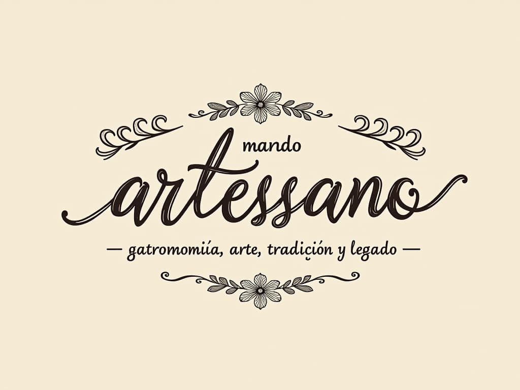  design a logo, in a pencil style. nombré de la marca “artesano” fondo con tonos claros, diseño elegante y simple con elementos de repostería, rodillo , with the text 'gastronomía, arte, tradición y legado'.