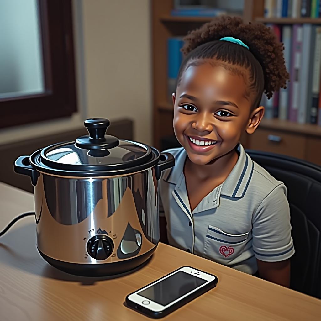  a multi cooker and a mobile phone, gifted to a graduate from an orphanage.