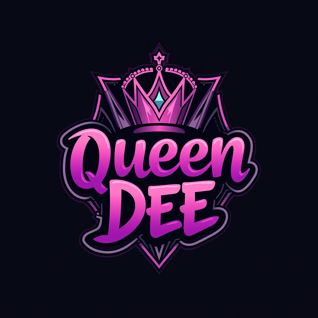  design a logo, in a geometric style. princess black and purple graffiti , with the text 'queen dee'.