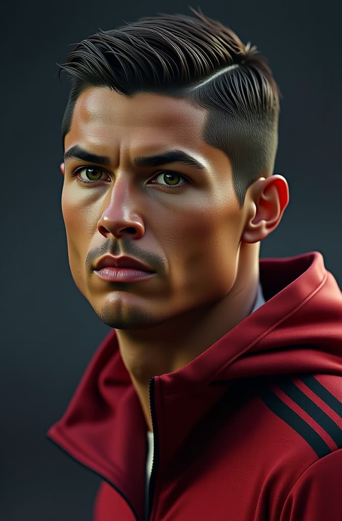  amo o cristiano ronaldo , realistic, portrait, art by donato giancola and greg rutkowski, realistic face, digital art, trending on artstation hyperrealistic, full body, detailed clothing, highly detailed, cinematic lighting, stunningly beautiful, intricate, sharp focus, f/1. 8, 85mm, (centered image composition), (professionally color graded), ((bright soft diffused light)), volumetric fog, trending on instagram, trending on tumblr, HDR 4K, 8K