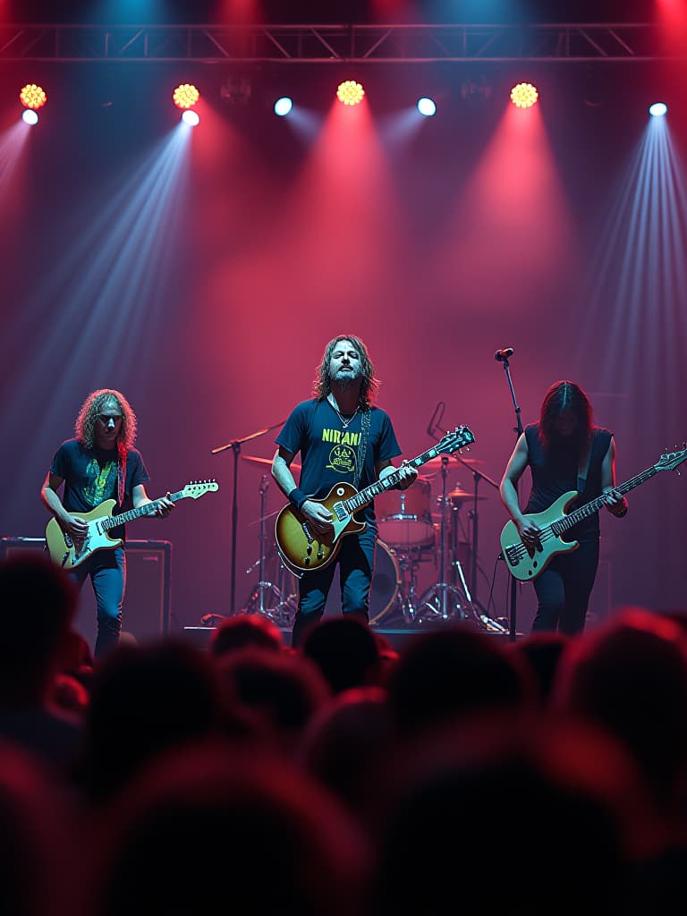  grupo de rock nirvana en concierto realista